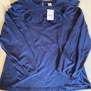 NWT Crewcuts navy ruffle shirt 12